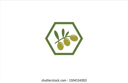 Olive branch logo with hexagon