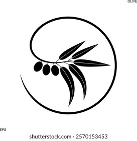 Olive branch logo. Isolated olive on white background