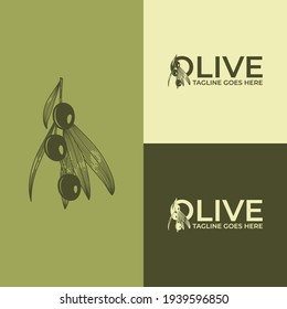 olive branch logo vector design