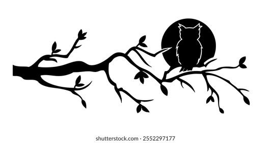 Olive Branch Oak Birds Hoopoe Owl Night for Wall Drawing