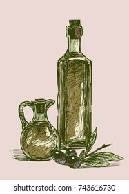 Olive branch and olive oil 
