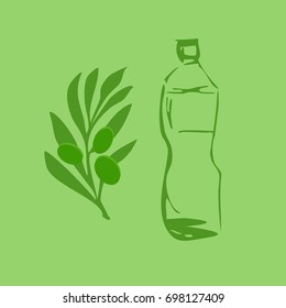 Olive branch. Olive oil. Vector logo.