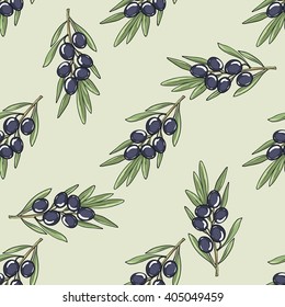 olive branch with olives seamless background