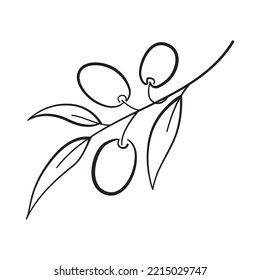 Olive Branch Outline, Vector Drawing