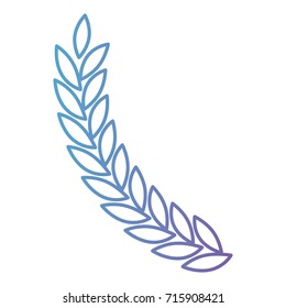 olive branch ramification in color gradient silhouette from purple to blue vector illustration