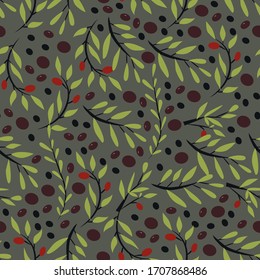Olive branch seamless pattern background for your design 