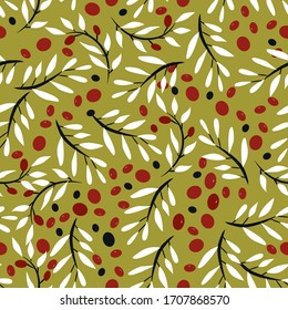 Olive branch seamless pattern background for your design 