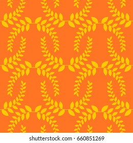 Olive branch seamless pattern. Golden floral wreath ornament