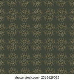 Olive Branch Seamless Pattern in Green and Gold Color for Extra Virgin Olive Oil