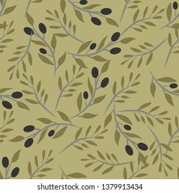 Olive branch seamless pattern for your design: card, wallpaper, website 