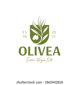 olive branch with a shield logo design