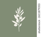 Olive branch. Silhouette. Trendy vector illustration with texture for logo, frame, label, pattern, card, invitation, poster, decor