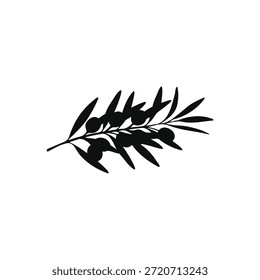 Olive branch silhouette vector flat illustration design.