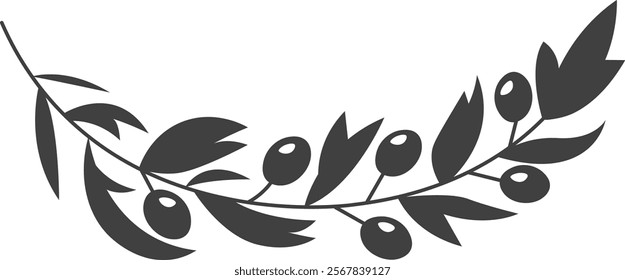 Olive Branch Silhouette Vector Illustration