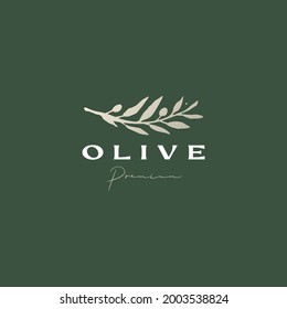 olive branch sophisticated aesthetic logo vector icon illustration