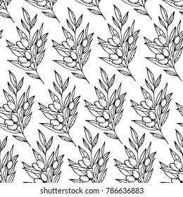 The olive branch vector illustration. Doodle style. Design, print, decor, textile, paper