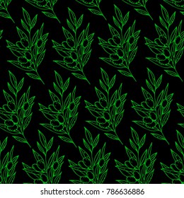 The olive branch vector illustration. Doodle style. Design, print, decor, textile, paper