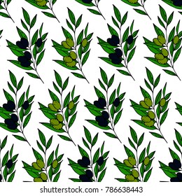 The olive branch vector illustration. Doodle style. Design, print, decor, textile, paper