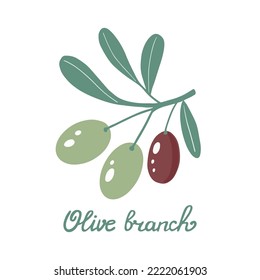 Olive branch vector illustration. Hand drawn illustration
