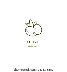 Olive branch. Vector illustration in linear style.