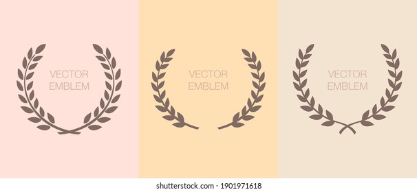 Design-Vorlage und Monogramm-Konzept der Olive Branch-Vector-Modeerscheinung im trendigen linearen Stil - Blumenrahmen mit Kopienraum für Text oder Buchstaben - Emblem für die Mode-, Schönheits- und Schmuckindustrie