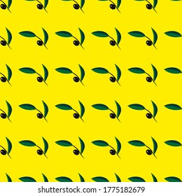 Olive branch in vector. Mediterranean nature plant seamless pattern. Vector olives seamless background for oil package. Summer of olive tree illustration pattern