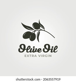 olive branch vintage logo vector symbol illustration design, olive oil label design