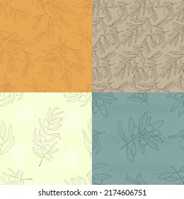 Olive Branch Wallpaper Patterns Vector Set Stock Vector (Royalty Free