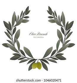 Olive Branch Wreath Isolated. Vector Illustration