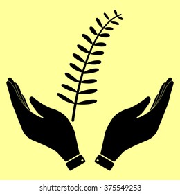 Olive branche sign. Flat style icon vector illustration.