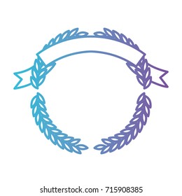 olive branches forming a circle with ribbon on top in color gradient silhouette from purple to blue vector illustration