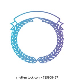 olive branches forming a circle with ribbon thick on top in color gradient silhouette from purple to blue vector illustration