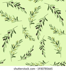 Olive branches hand drawn seamless vector pattern design EPS10