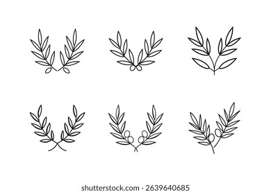 olive branches icon line art vector illustration