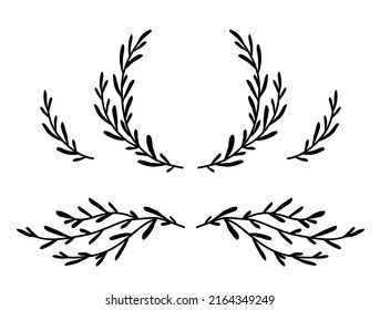 olive branches with leaves, wreath and border