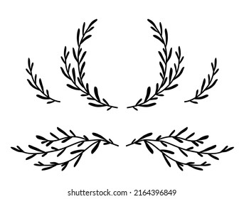 olive branches with leaves, wreath and border