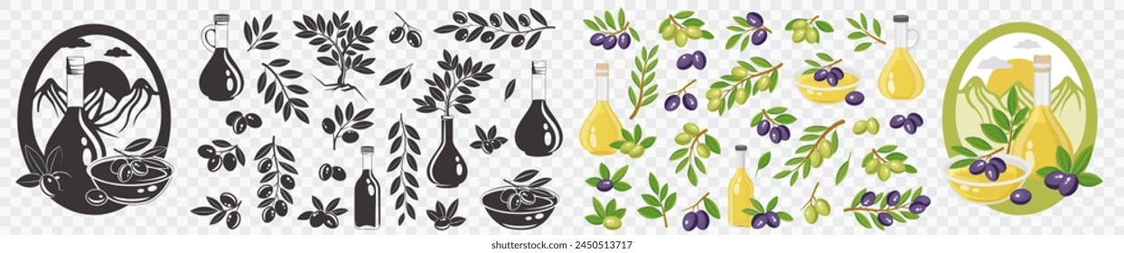 Olive branches with olives, logo for an olive press