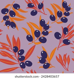 Olive branches. Pattern. Vector seamless illustration. 
