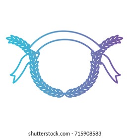 olive branches with ribbon on top in color gradient silhouette from purple to blue vector illustration