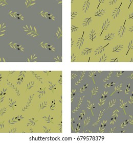 Olive brunch seamless pattern. Vector illustration