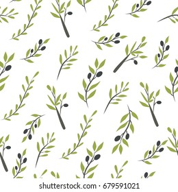 Olive brunch seamless pattern. Vector illustration