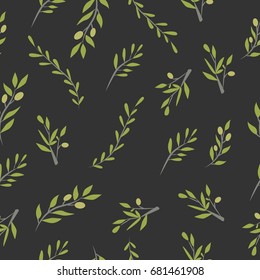 Olive brunch seamless pattern. Vector illustration