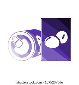 Icono de la lata de olivo. Diseño de la escalera de color plana. Ilustración vectorial.