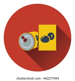 Olive can icon. Flat color design. Vector illustration.
