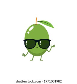 Olive cartoon character with sunglasses vector on a white background