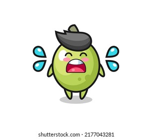 olive cartoon illustration with crying gesture , cute style design for t shirt, sticker, logo element