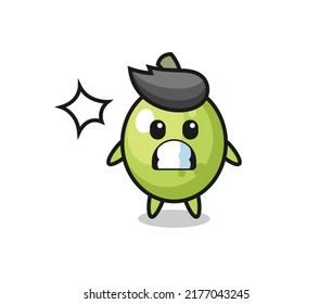 olive character cartoon with shocked gesture , cute style design for t shirt, sticker, logo element