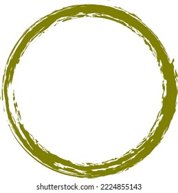 Olive circle brush stroke vector isolated on white background. Olive enso zen circle brush stroke. For stamp, seal, ink and paintbrush design template. Grunge hand drawn circle shape, vector