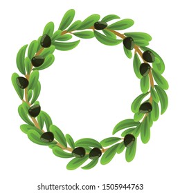 Olive circle laurel icon. Cartoon of olive circle laurel vector icon for web design isolated on white background