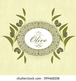 olive circular pattern label with branches